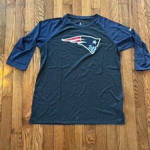 Nike New England Patriots Tee NFL Football 3/4 sleeve Large Team apparel‎ fall
